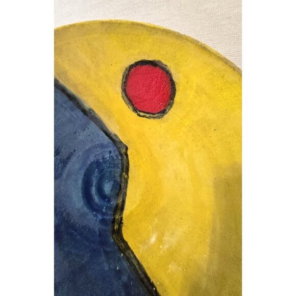 Handcrafted Native American Ceramic Bowl With Sun & Waves  10"W x 4" Tall - Picture 5 of 10